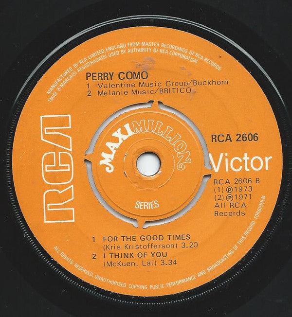 Perry Como : It's Impossible (7", Maxi)