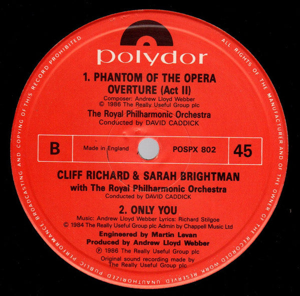 Cliff Richard, Sarah Brightman : All I Ask Of You (12")