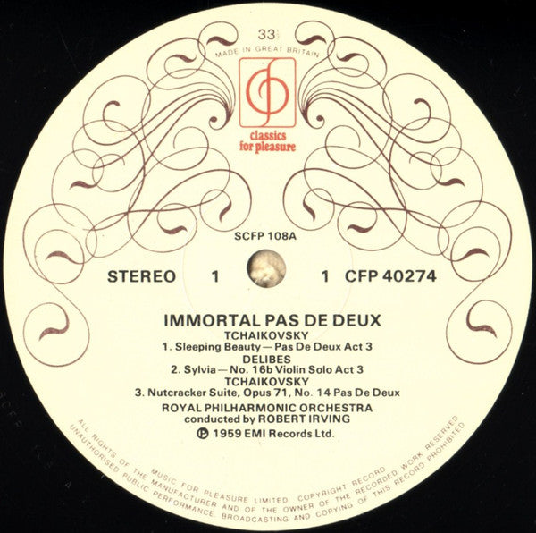 Royal Philharmonic Orchestra, Robert Irving (2) : Immortal Pas De Deux (LP, RE)