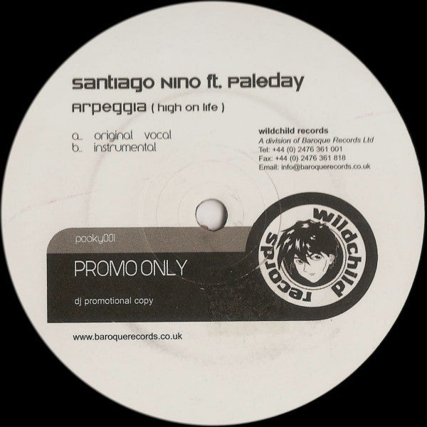 Santiago Niño Ft. Paleday : Arpeggia (High On Life) (12", Promo)