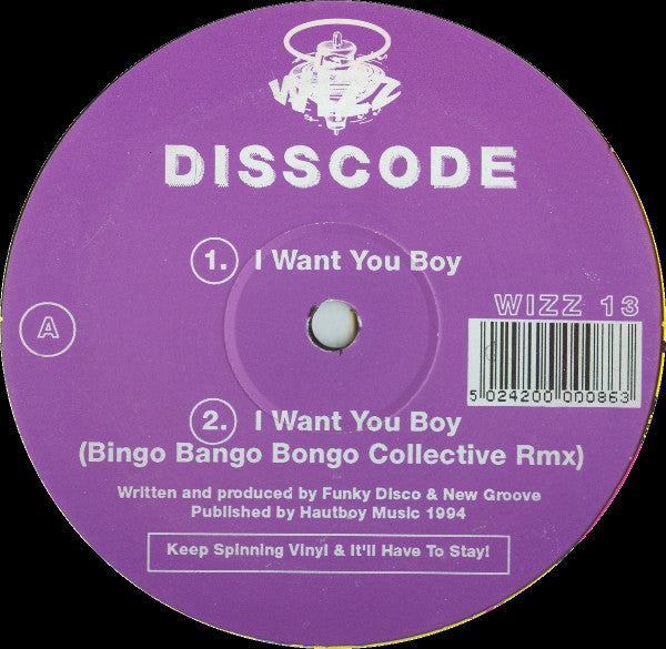 Disscode : I Want You Boy (12")