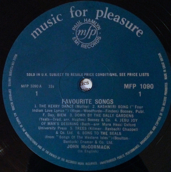 John McCormack (2) : Sings Your Favourite Songs (LP, Comp, Mono)