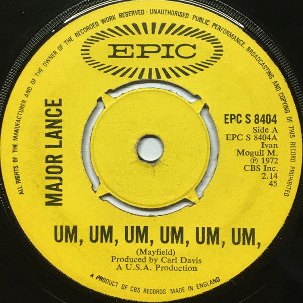 Major Lance : Um, Um, Um, Um, Um, Um (7", RE)