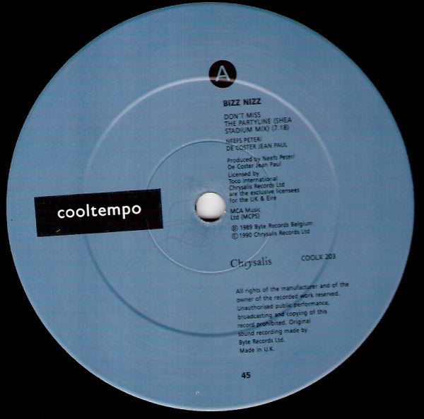Bizz Nizz : Don't Miss The Partyline (12")