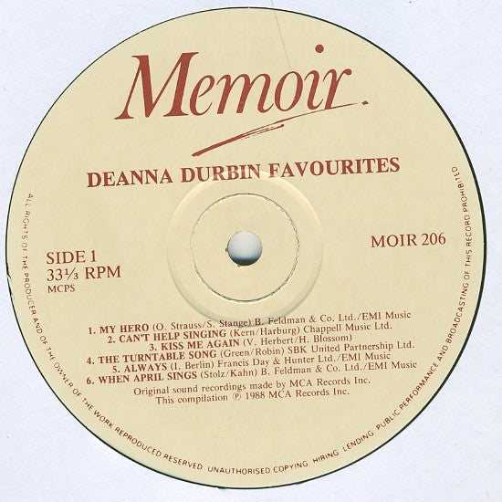 Deanna Durbin : Favourites (LP, Comp, RE)