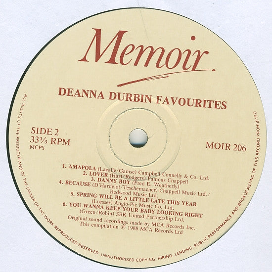 Deanna Durbin : Favourites (LP, Comp, RE)