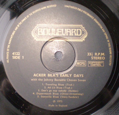 Acker Bilk With  Johnny Bastable's Chosen Seven / Bob Wallis And His Storyville Jazzmen : Acker's Early Days (LP)