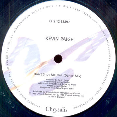 Kevin Paige : Don't Shut Me Out (12", Single)