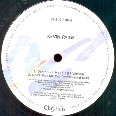 Kevin Paige : Don't Shut Me Out (12", Single)