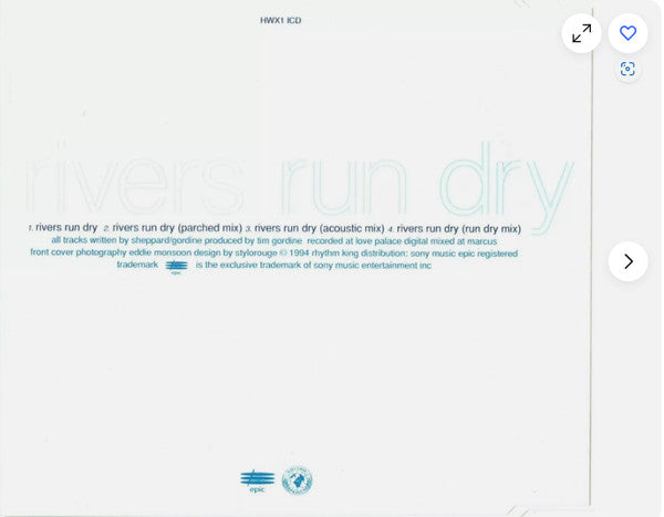 Heaven West Eleven : Rivers Run Dry (CD, Single)