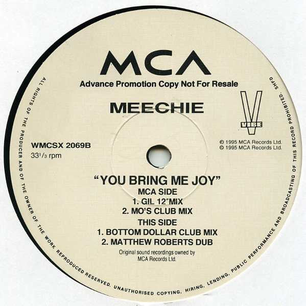 Meechie : You Bring Me Joy (no2) (12", Promo)