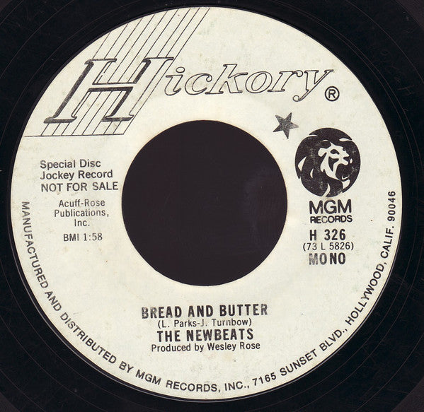 The Newbeats : Bread And Butter (7", Single, Mono, Promo, RE, Styrene)