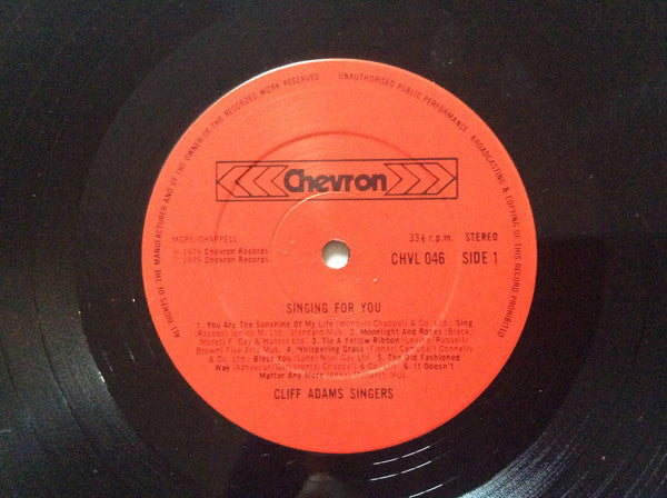 The Cliff Adams Singers : Singing For You (LP, Comp)