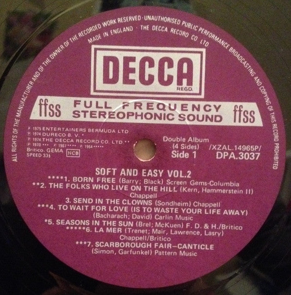 Various : Soft And Easy Vol. 2 (2xLP, Comp, Gat)