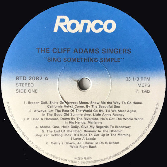 The Cliff Adams Singers : Sing Something Simple (2xLP)