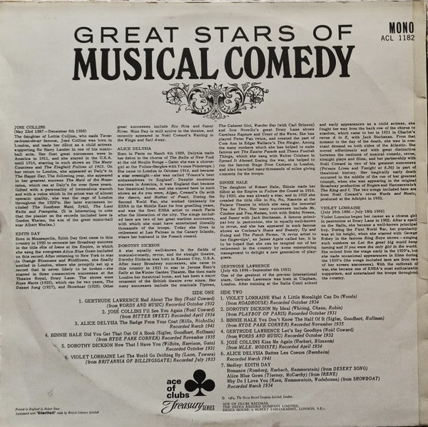 Various : Great Stars Of Musical Comedy (LP, Comp, Mono)
