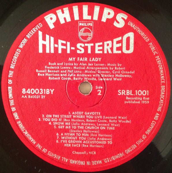 "My Fair Lady" Original London Cast, Rex Harrison And Julie Andrews With Stanley Holloway, Robert Coote, Betty Woolfe, Leonard Weir : My Fair Lady (LP, Album)