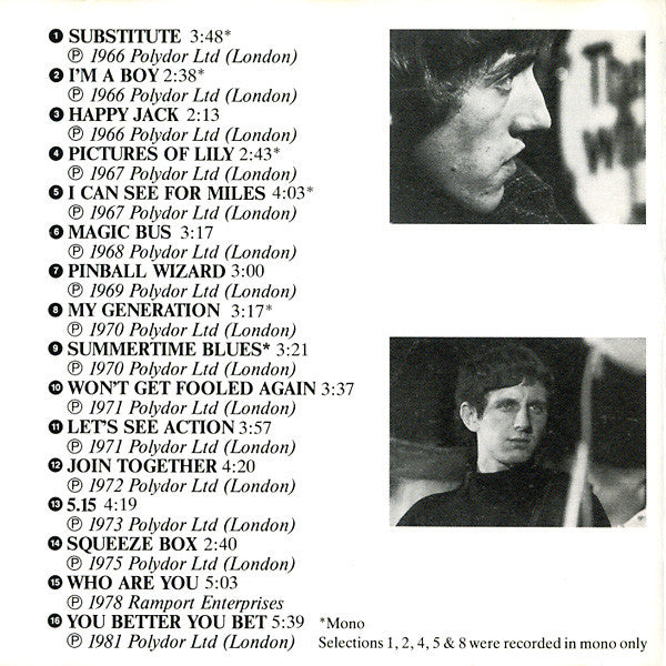 The Who : The Singles (CD, Comp, Mono, RE)