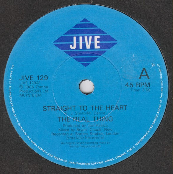 The Real Thing : Straight To The Heart (7", Single)