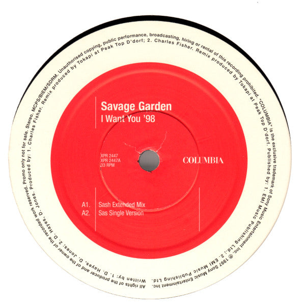 Savage Garden : I Want You '98 (Remixes) (12", Promo)