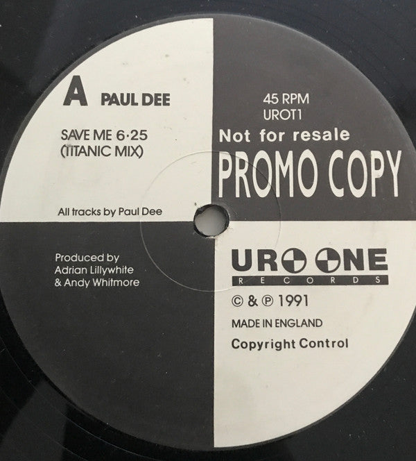 Paul Dee : Save Me (12", Promo)