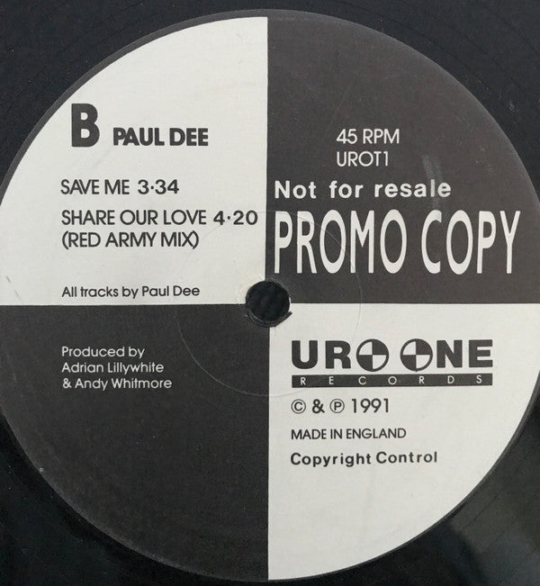 Paul Dee : Save Me (12", Promo)