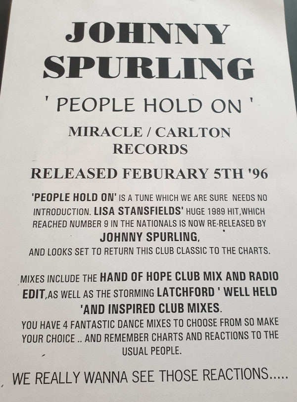 Johnny Spurling : People Hold On (12")