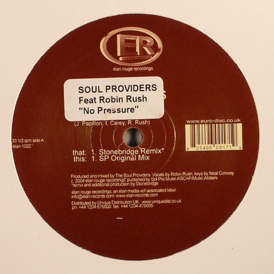 Soul Providers Feat. Robin Rush : No Pressure (12", M/Print)