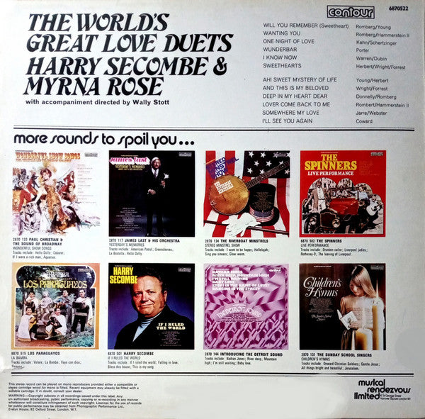 Harry Secombe & Myrna Rose : The World's Greatest Love Duets (LP, RE)