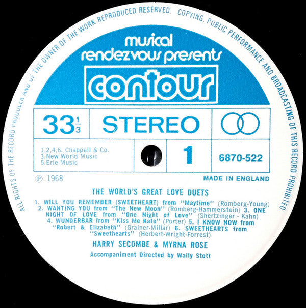 Harry Secombe & Myrna Rose : The World's Greatest Love Duets (LP, RE)