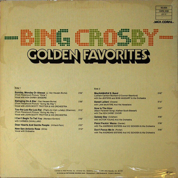 Bing Crosby : Golden Favorites (LP, Comp, RE)