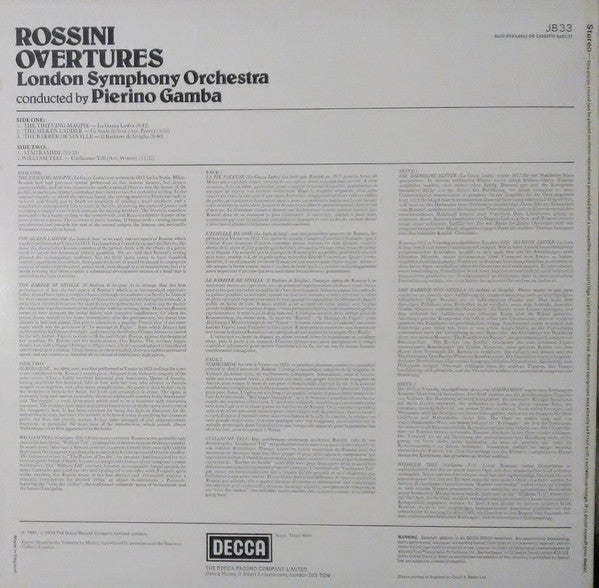 Gioacchino Rossini, London Symphony Orchestra, Pierino Gamba : Rossini Overtures (LP, RE)
