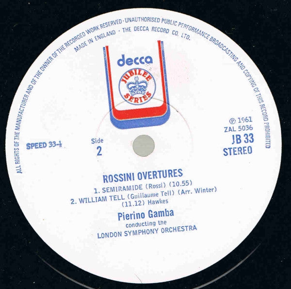 Gioacchino Rossini, London Symphony Orchestra, Pierino Gamba : Rossini Overtures (LP, RE)