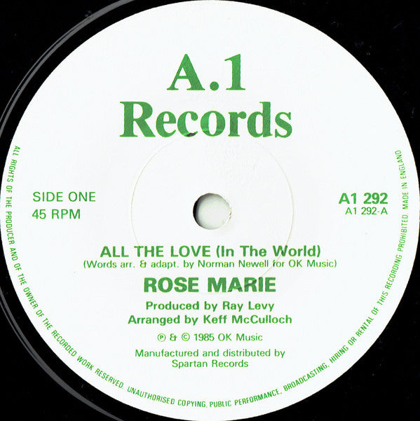 Rose Marie (3) : All The Love (In The World) (7")
