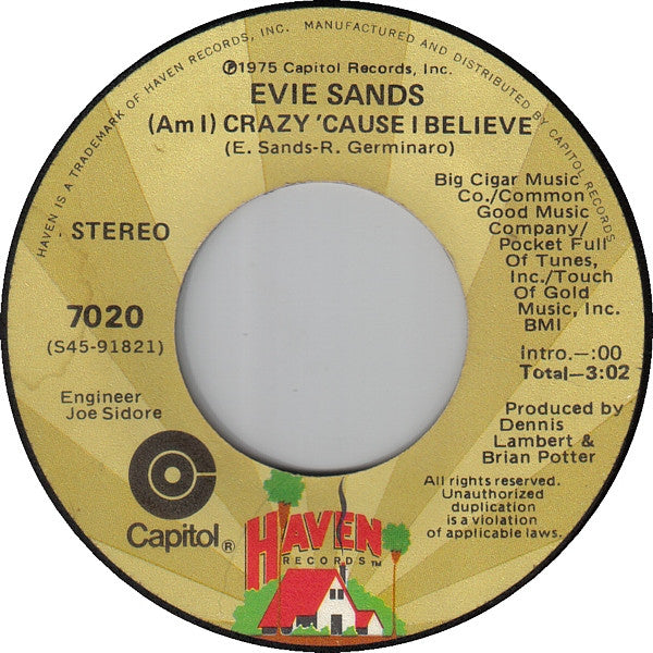 Evie Sands : Yesterday Can't Hurt Me (7", Single)