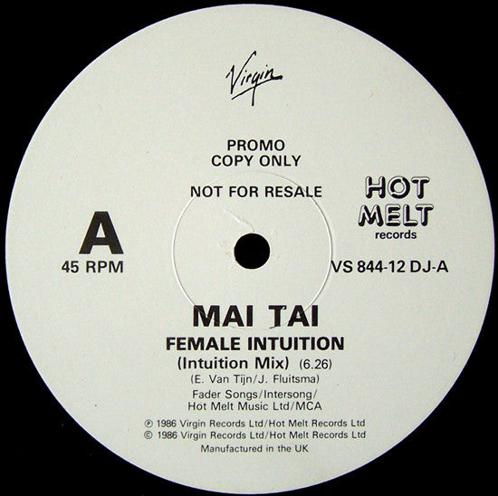 Mai Tai : Female Intuition (12", Single, Promo)