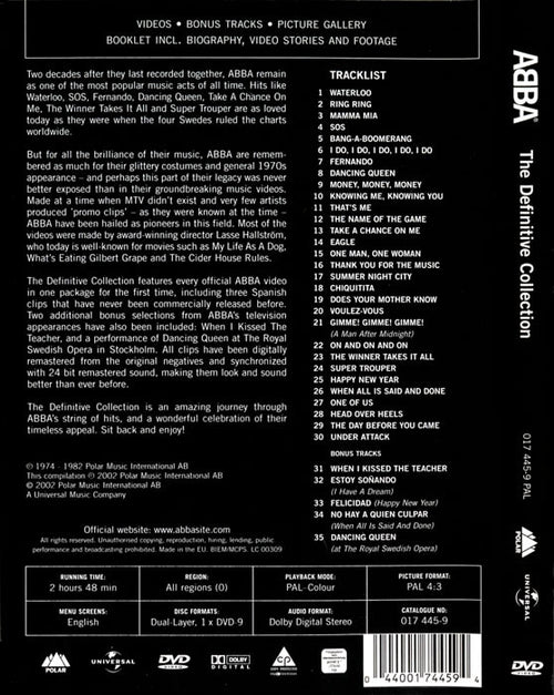 ABBA : The Definitive Collection (DVD-V, Comp, Copy Prot., RM, PAL)