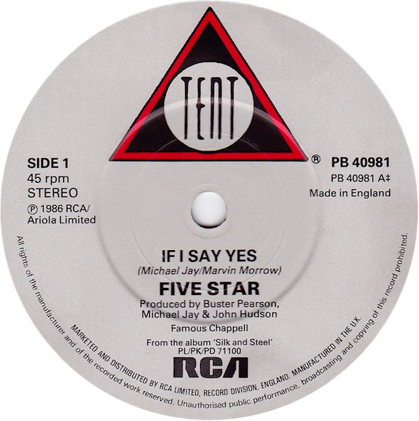 Five Star : If I Say Yes (7", Single)