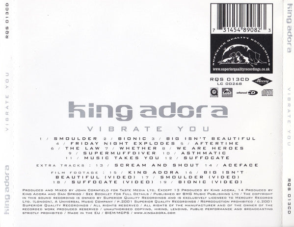 King Adora : Vibrate You (CD, Album, Enh, S/Edition)
