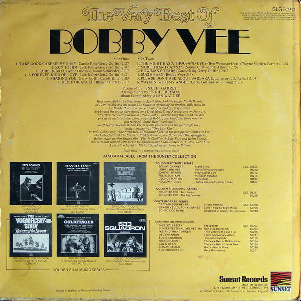 Bobby Vee : The Very Best Of Bobby Vee (LP, Comp)