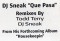 DJ Sneak : Que Pasa (12", Promo)