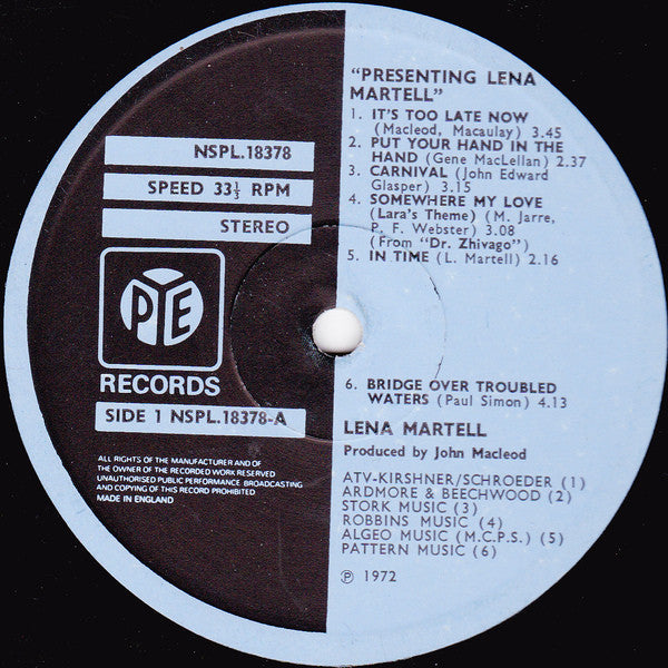Lena Martell : Presenting Lena Martell (LP, Album)