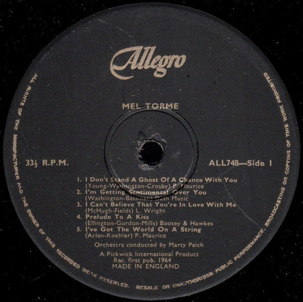 Mel Tormé : I've Got The World On A String ! (LP, Album)