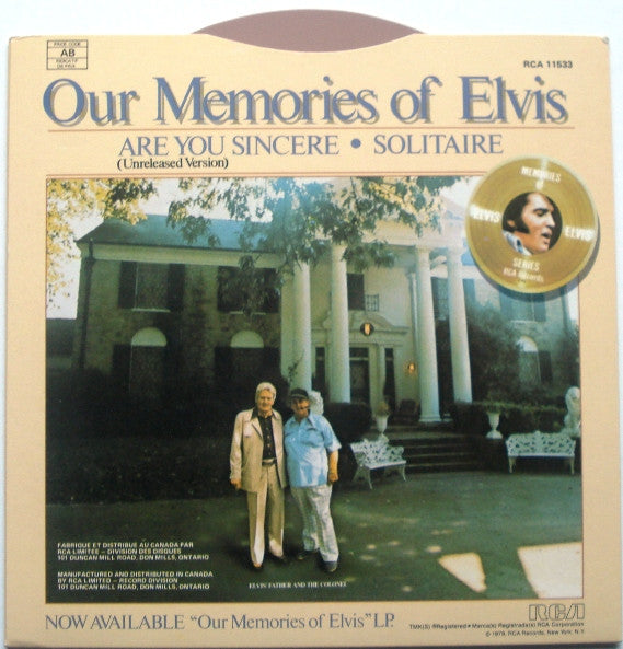 Elvis Presley : Are You Sincere / Solitaire (7", Ltd, Bei)