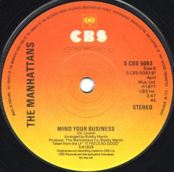 Manhattans : It's You (7", Sol)