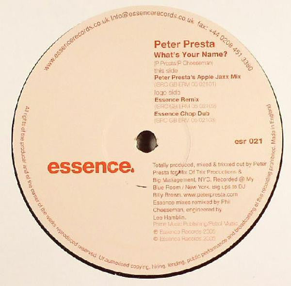 Peter Presta : What's Your Name? (12")