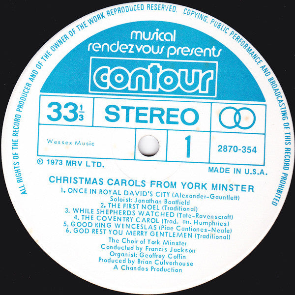 York Minster Choir : Christmas Carols From York Minster (LP, Comp)