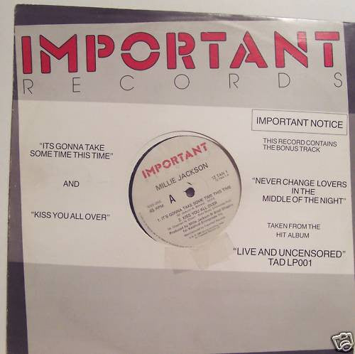 Millie Jackson : It's Gonna Take Some Time This Time (12", Single)
