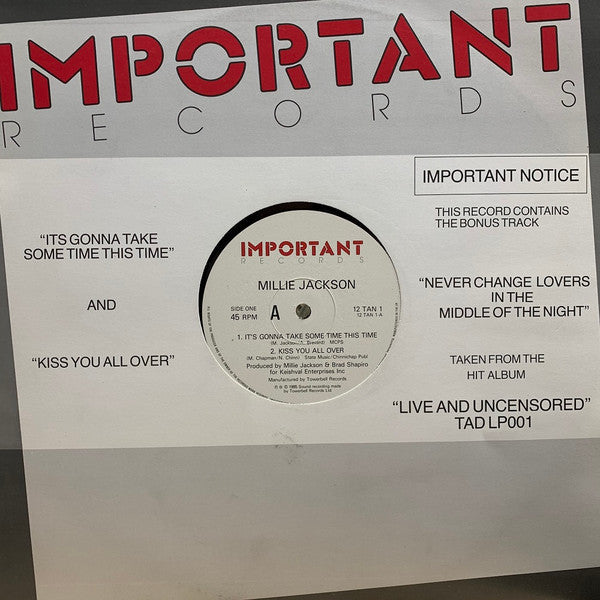 Millie Jackson : It's Gonna Take Some Time This Time (12", Single)