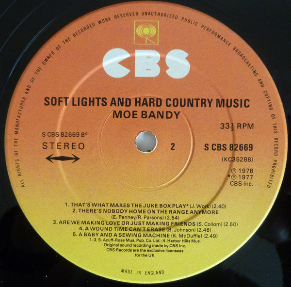 Moe Bandy : Soft Lights And Hard Country Music (LP, Album)